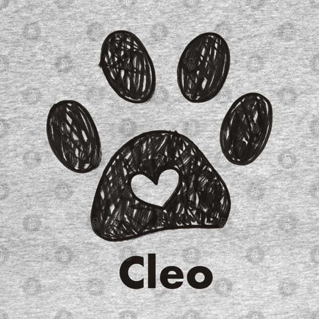 Cleo name made of hand drawn paw prints by GULSENGUNEL